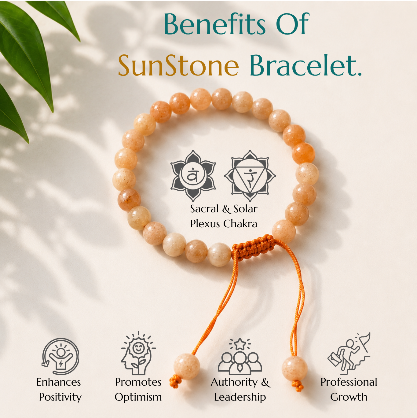 Natural Sunstone Bracelet | Joy & Personal Empowerment | Adjustable Fit