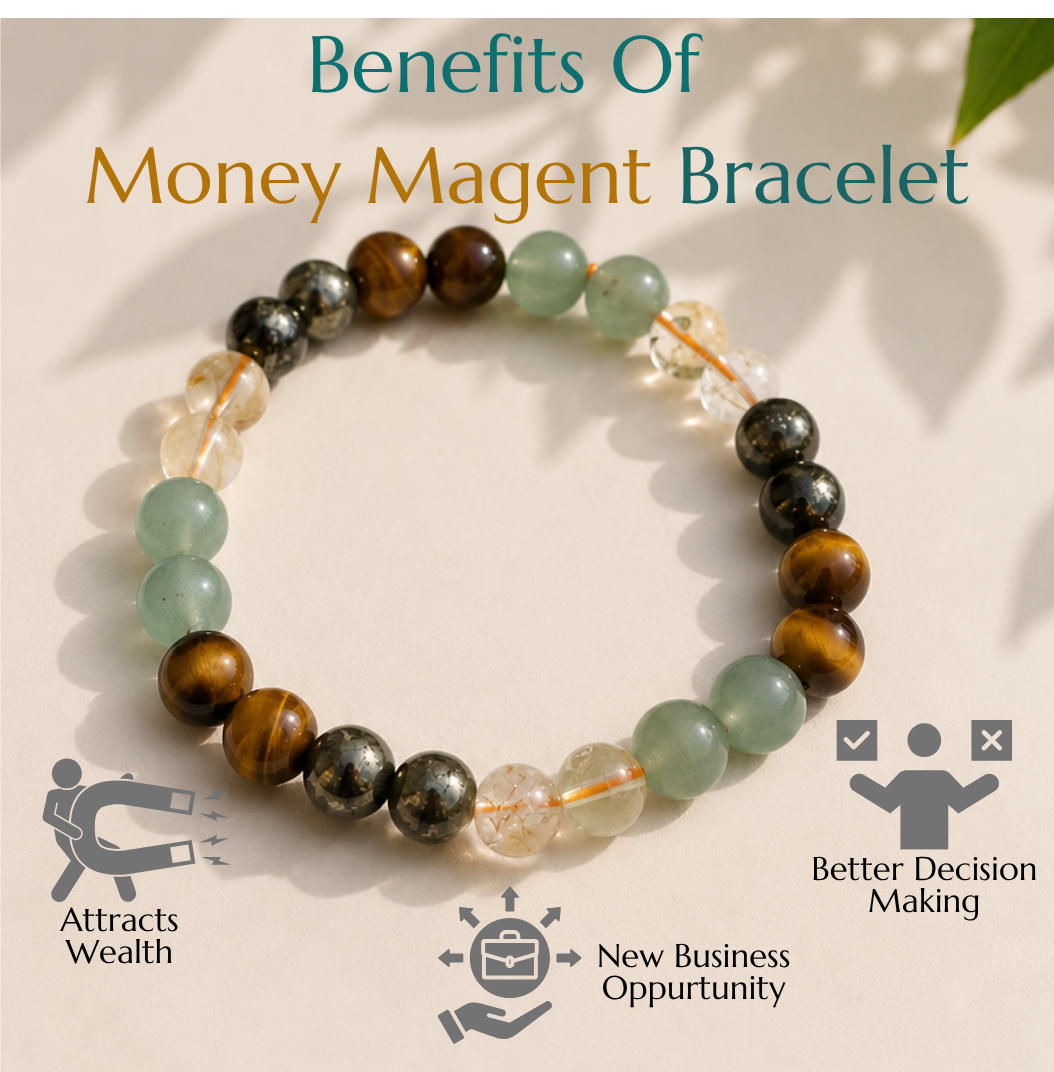 Natural Money Magnet Bracelet | Prosperity, Opportunity & Success | Elastic Fit