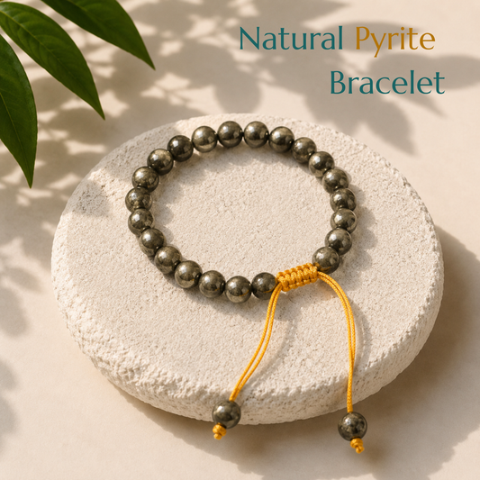 Natural Pyrite Bracelet | Prosperity & Confidence | Adjustable Fit