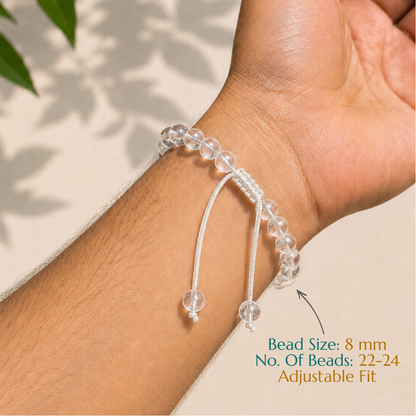 Natural Clear Quartz Bracelet | Balance & Positive Energy | Adjustable Fit