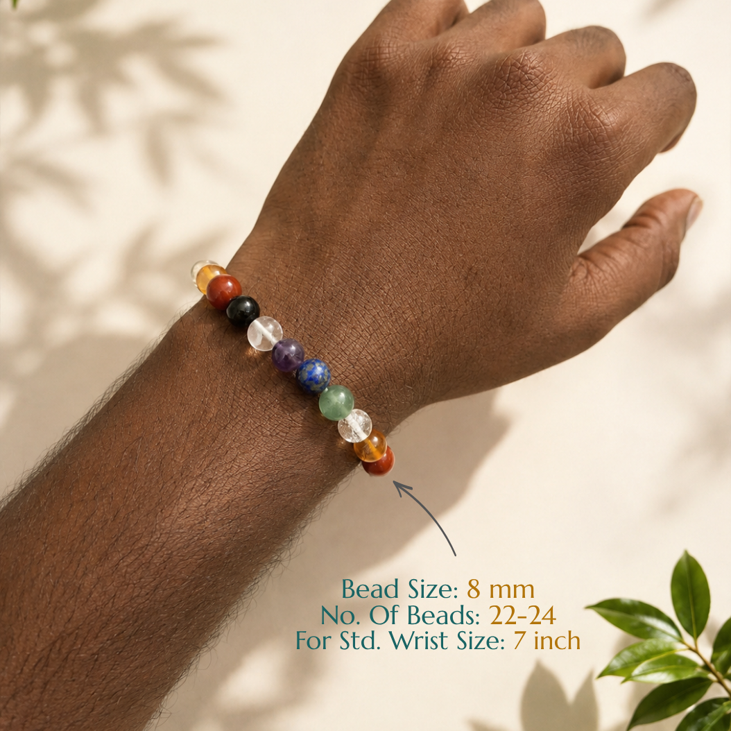 Natural 7 Chakra Bracelet | Balance & Positive Energy | Elastic Fit