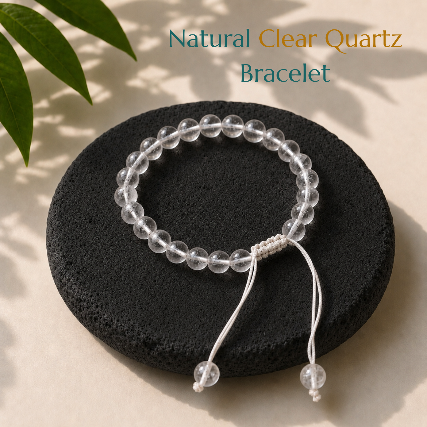 Natural Clear Quartz Bracelet | Balance & Positive Energy | Adjustable Fit