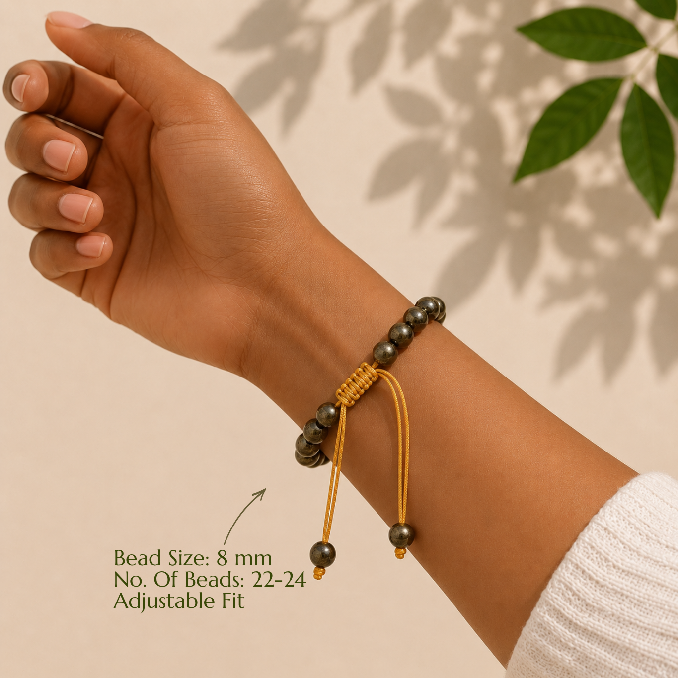Natural Pyrite Bracelet | Prosperity & Confidence | Adjustable Fit
