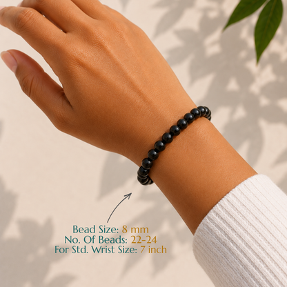 Natural Black Obsidian Bracelet | Protection & Grounding | Elastic Fit