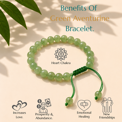 Natural Green Aventurine Bracelet | Prosperity & Opportunity | Adjustable Fit