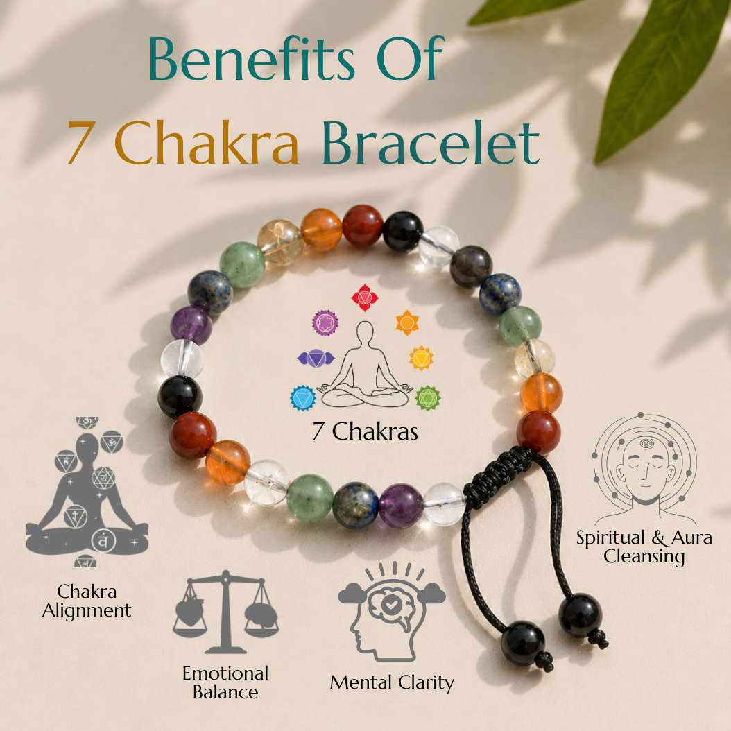 Natural 7 Chakra Bracelet | Balance & Positive Energy | Adjustable Fit