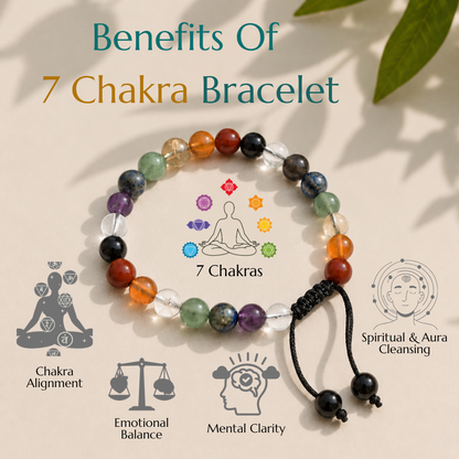 Natural 7 Chakra Bracelet | Balance & Positive Energy | Adjustable Fit