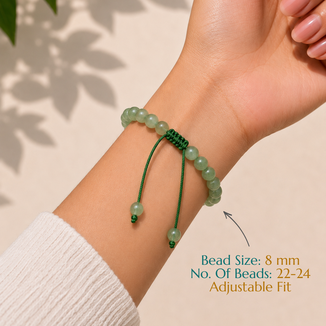 Natural Green Aventurine Bracelet | Prosperity & Opportunity | Adjustable Fit