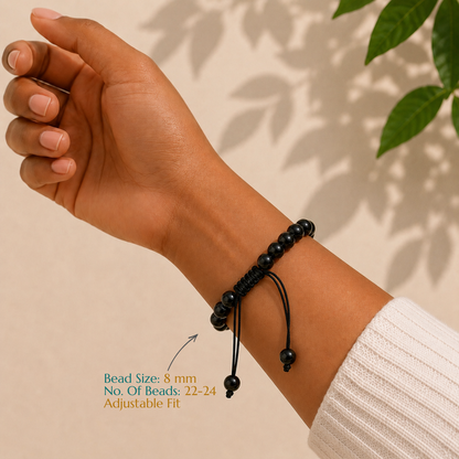 Natural Black Obsidian Bracelet | Protection & Grounding | Adjustable Fit