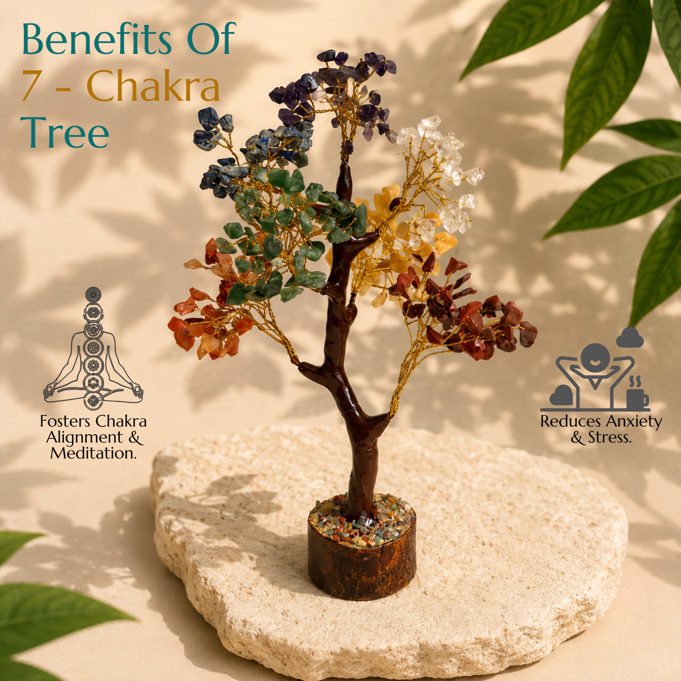 Natural 7 Chakra Crystal Tree | Symbol of Balance, Harmony & Positive Energy