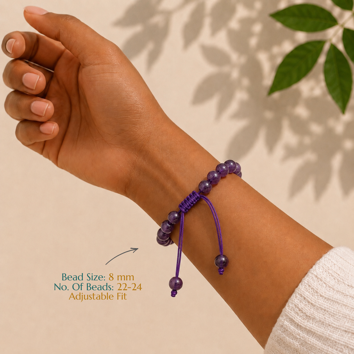 Natural Amethyst Bracelet | Wisdom & Inner Peace | Adjustable Fit