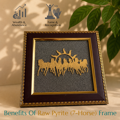 Natural Pyrite 7-Horse Frame | Success, Prosperity & Forward Momentum
