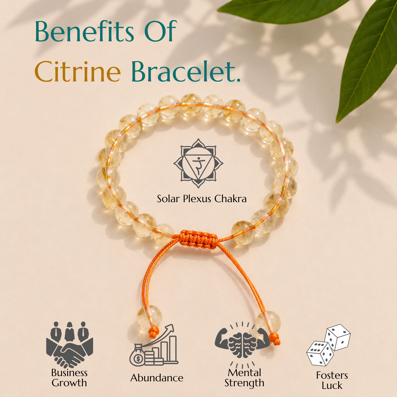 Natural Citrine Bracelet | Abundance & Success | Adjustable Fit
