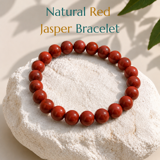 Natural Red Jasper Bracelet | Strength & Grounding | Elastic Fit