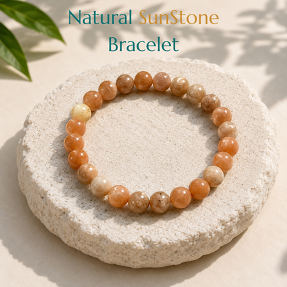Natural Sunstone Bracelet | Joy & Personal Empowerment | Elastic Fit