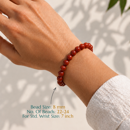 Natural Red Jasper Bracelet | Strength & Grounding | Elastic Fit