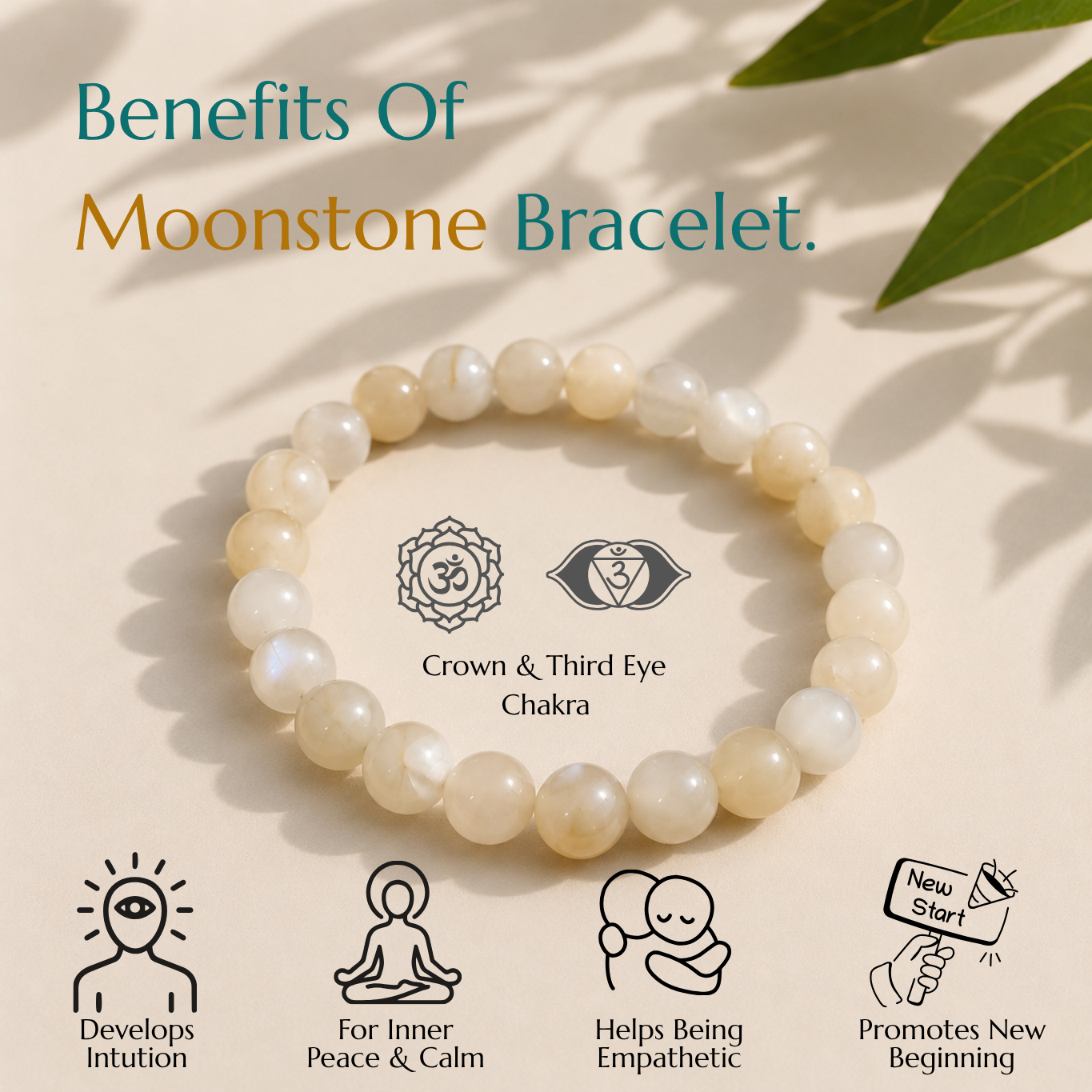 Natural Moonstone Bracelet | Intuition & New Beginnings | Elastic Fit