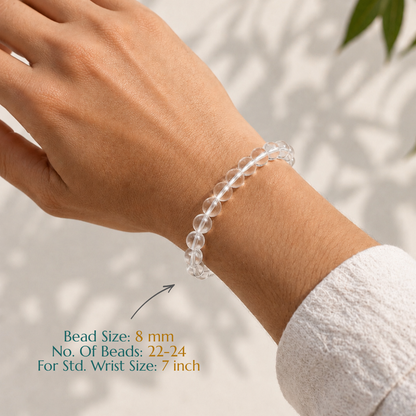 Natural Clear Quartz Bracelet | Balance & Positive Energy | Elastic Fit