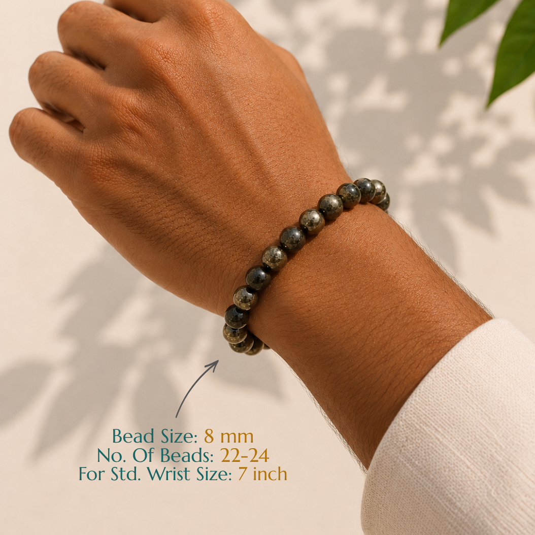 Natural Pyrite Bracelet | Prosperity & Confidence | Elastic Fit