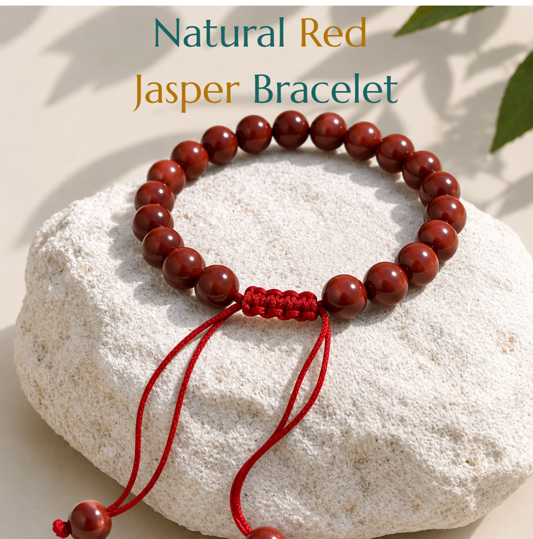 Natural Red Jasper Bracelet | Strength & Grounding | Adjustable Fit