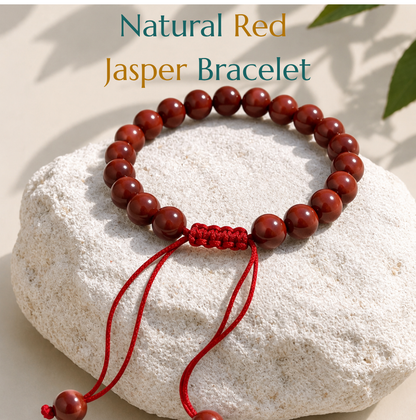 Natural Red Jasper Bracelet | Strength & Grounding | Adjustable Fit