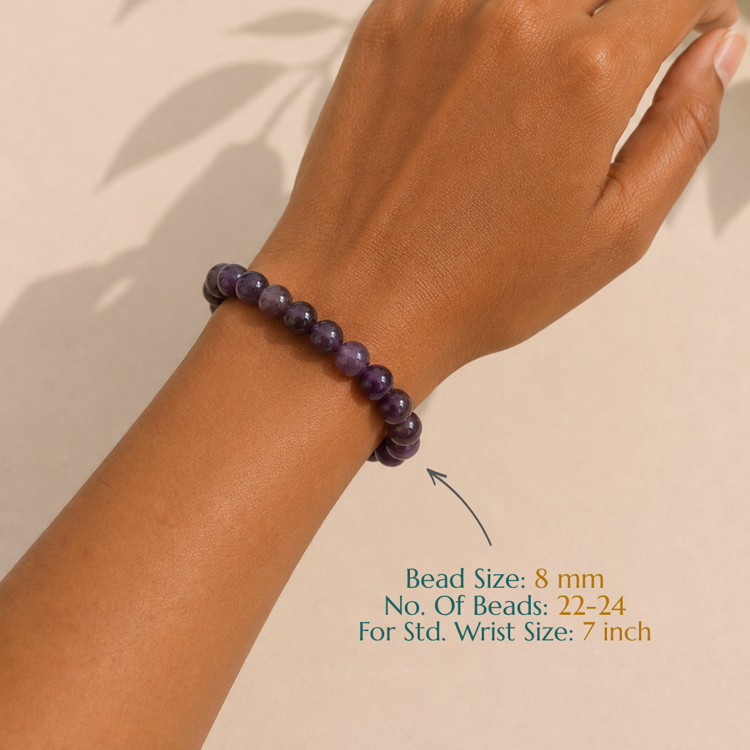 Natural Amethyst Bracelet | Wisdom & Inner Peace | Elastic Fit