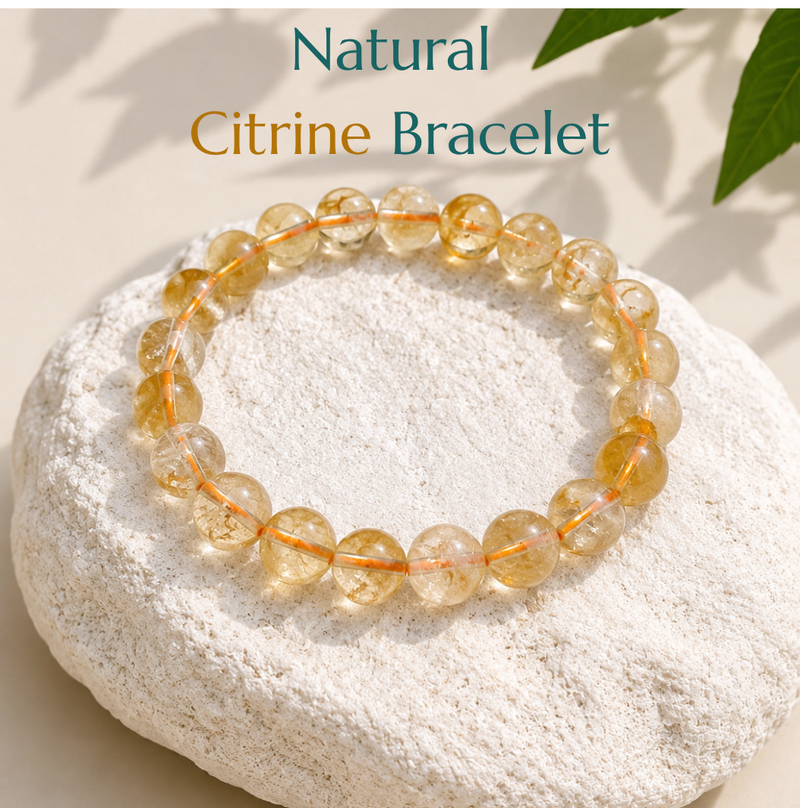 Natural Citrine Bracelet | Abundance & Success | Elastic Fit