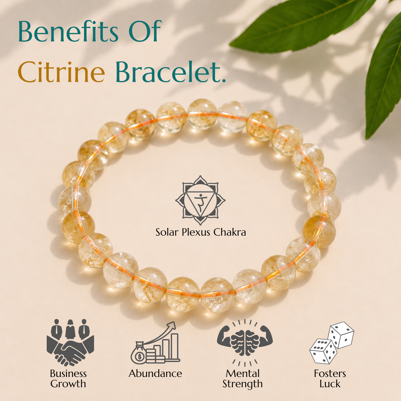 Natural Citrine Bracelet | Abundance & Success | Elastic Fit