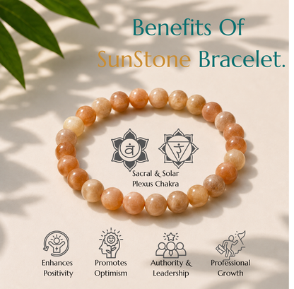 Natural Sunstone Bracelet | Joy & Personal Empowerment | Elastic Fit