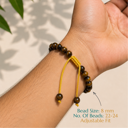 Natural Tiger Eye Bracelet | Courage & Confidence | Adjustable Fit