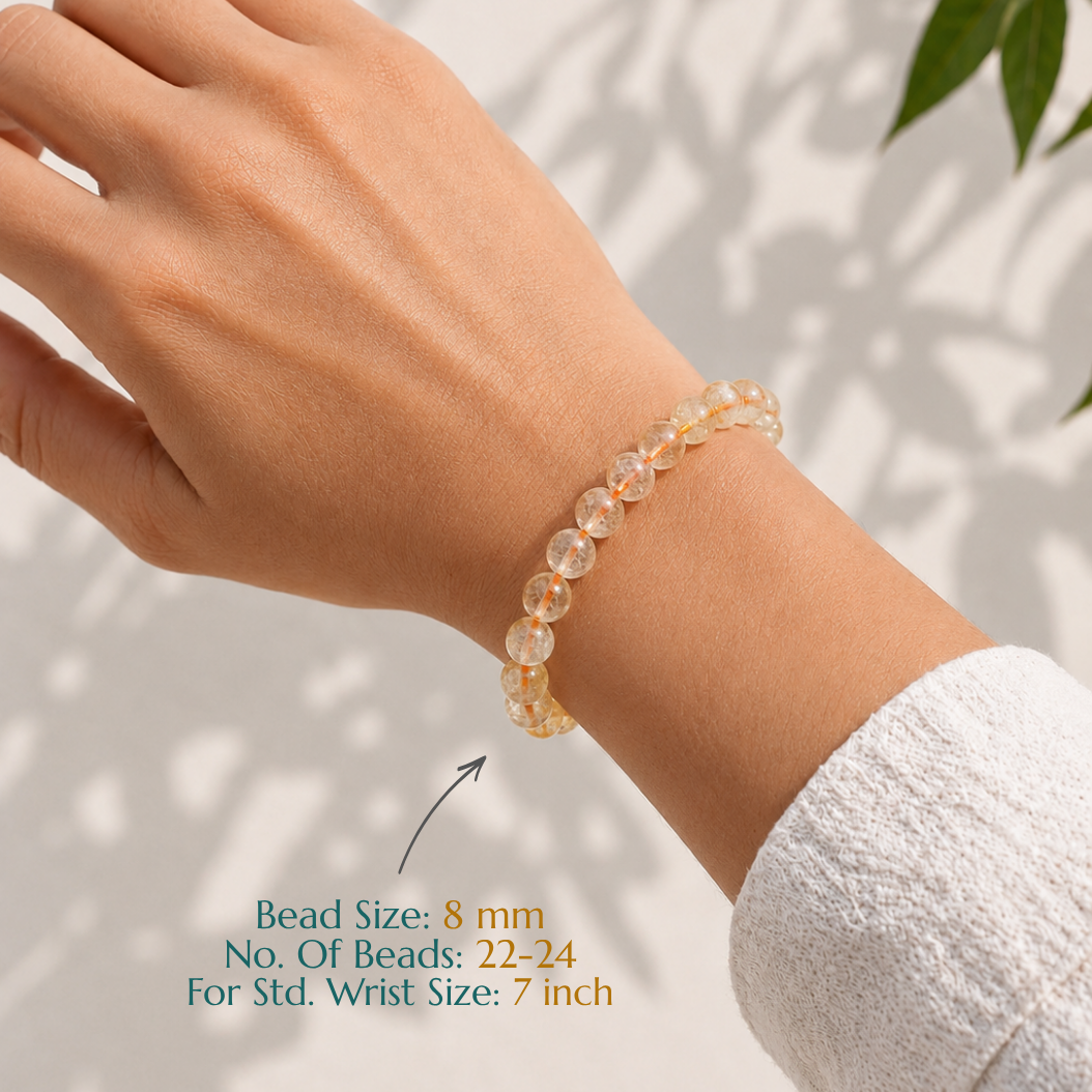 Natural Citrine Bracelet | Abundance & Success | Elastic Fit