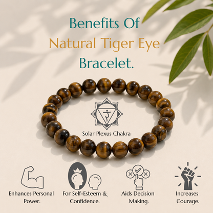 Natural Tiger Eye Bracelet | Courage & Confidence | Elastic Fit