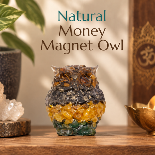 Natural Money Magnet Owl | Symbol of Prosperity, Wisdom & Success