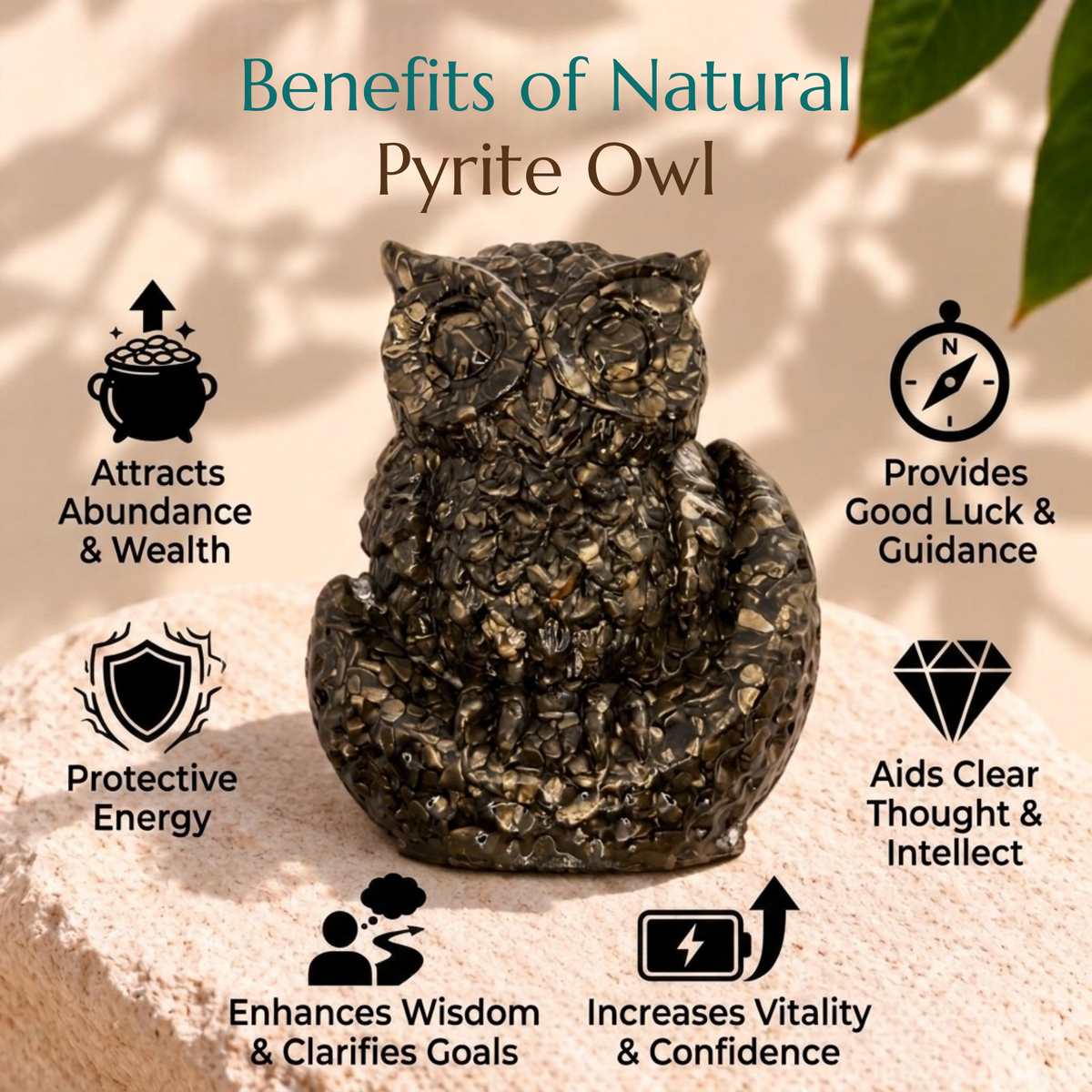 Natural Pyrite Owl