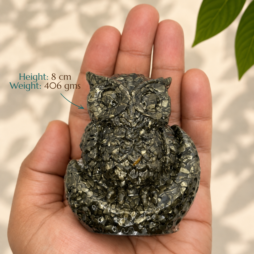 Natural Pyrite Owl
