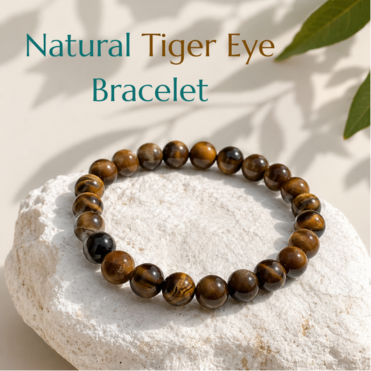 Natural Tiger Eye Bracelet | Courage & Confidence | Elastic Fit