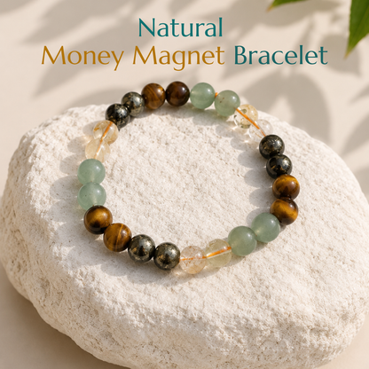 Natural Money Magnet Bracelet | Prosperity, Opportunity & Success | Elastic Fit