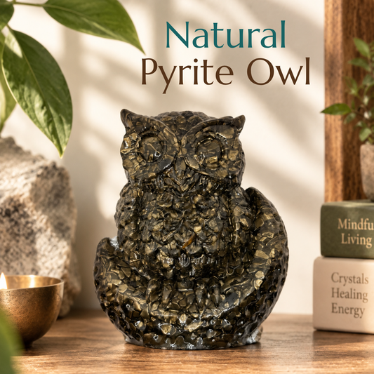 Natural Pyrite Owl | Symbol of Wisdom, Prosperity & Protection